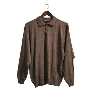 Giglio Rosso Brown Italian Wool Blend Collard Long Sleeve Sweater Sz XL